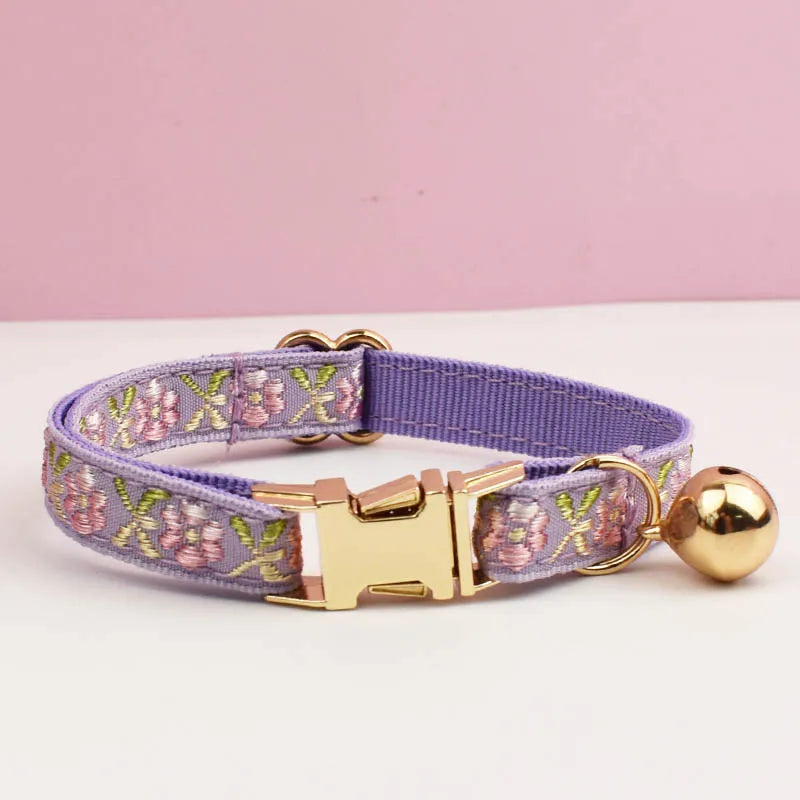 Engraving ID Cute Cat Collar Personalized leash set with Bell