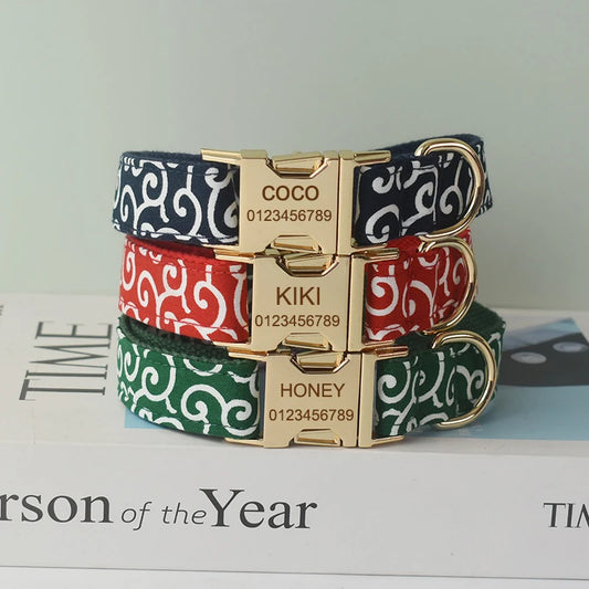 Engrave Bow Dog Collar Leash Straps