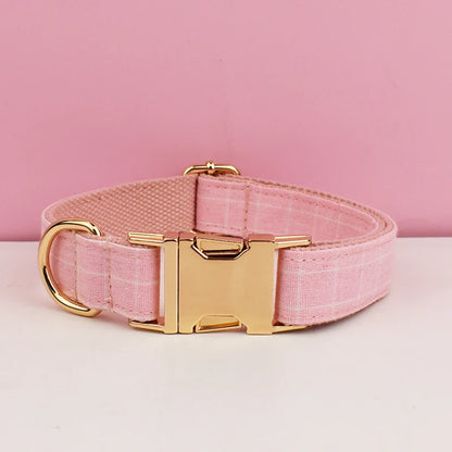 Plaid Dog Collar Designer With Bow Tie with Custom Engrave