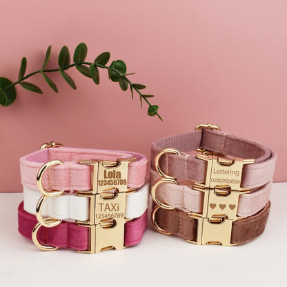 Velvet Dog Collar with Free Engrave