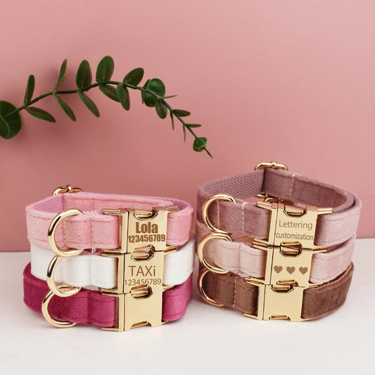 Velvet Dog Collar with Free Engrave