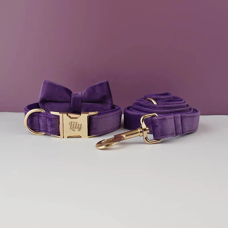 Velvet Dog Collar with Free Engrave