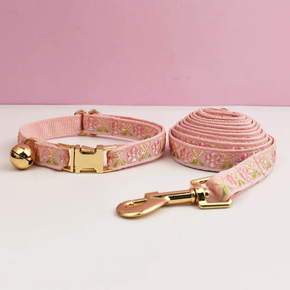 Engraving ID Cute Cat Collar Personalized leash set with Bell