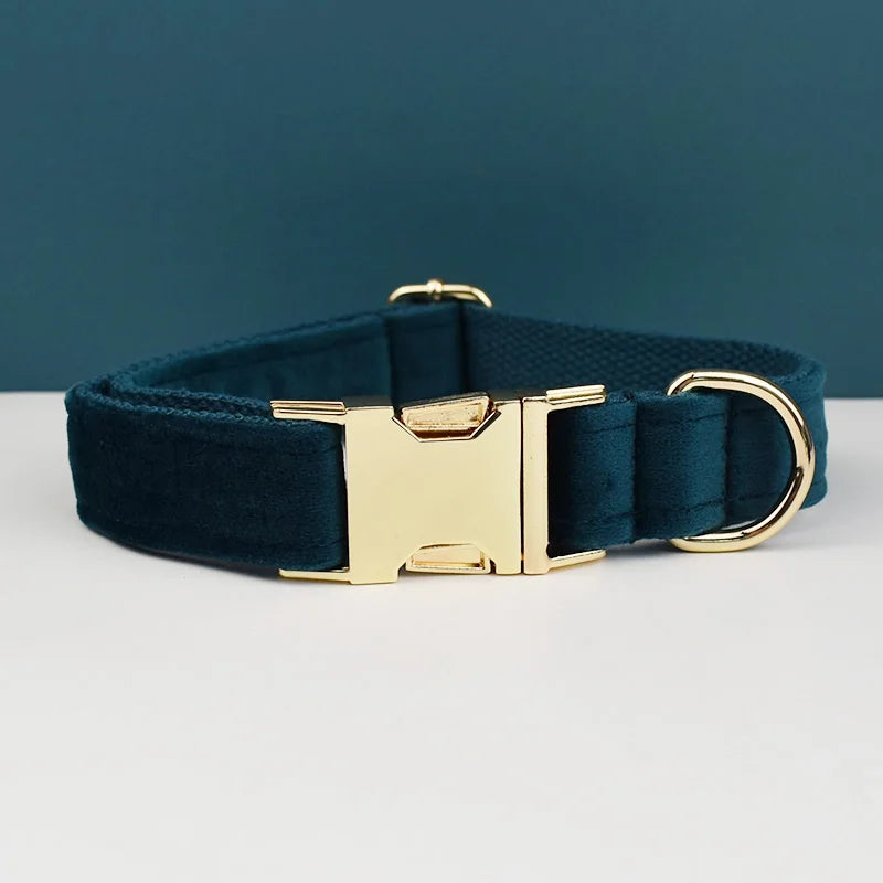 Velvet adjustable dog Collar with personal Engrave