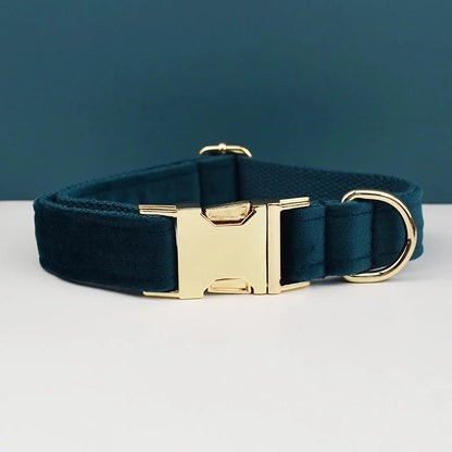 Velvet adjustable dog Collar with personal Engrave
