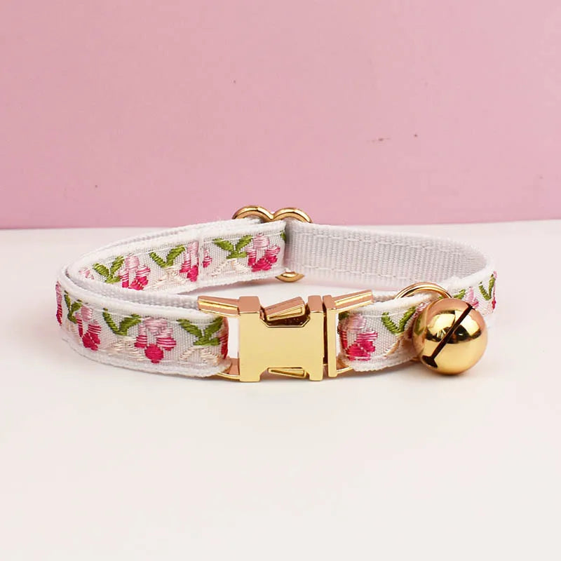 Engraving ID Cute Cat Collar Personalized leash set with Bell