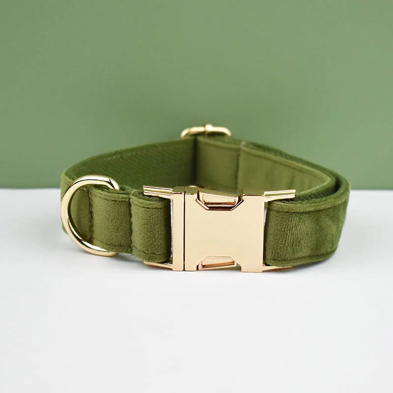 Velvet adjustable dog Collar with personal Engrave
