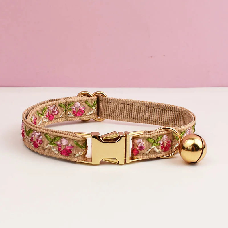 Engraving ID Cute Cat Collar Personalized leash set with Bell