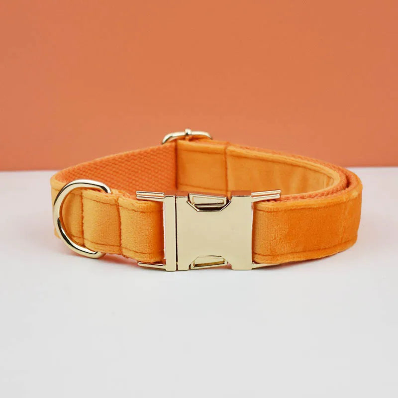 Velvet adjustable dog Collar with personal Engrave
