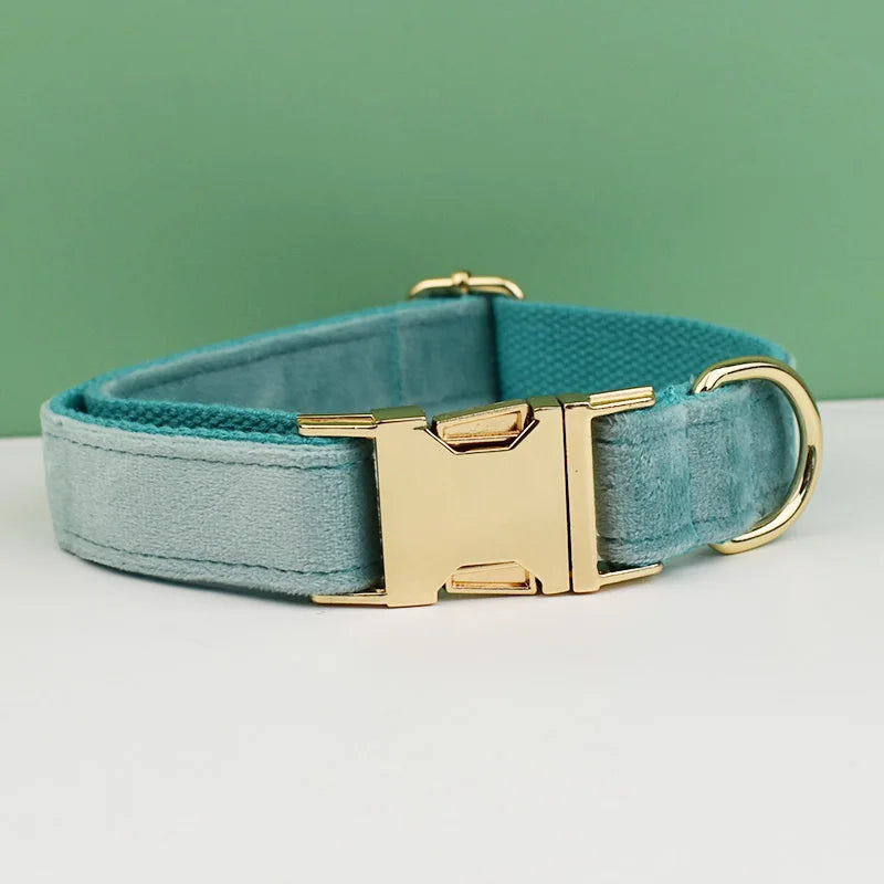 Velvet adjustable dog Collar with personal Engrave