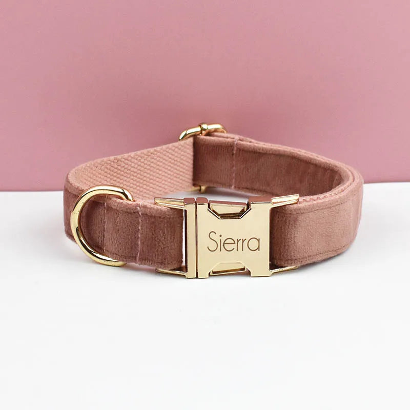 Velvet Dog Collar with Free Engrave