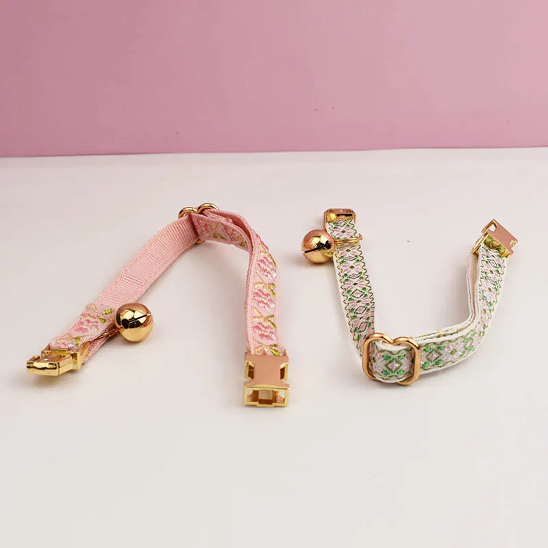 Engraving ID Cute Cat Collar Personalized leash set with Bell