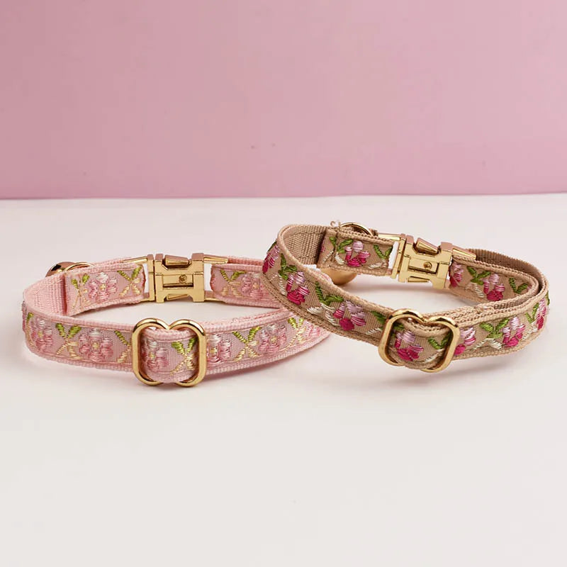 Engraving ID Cute Cat Collar Personalized leash set with Bell