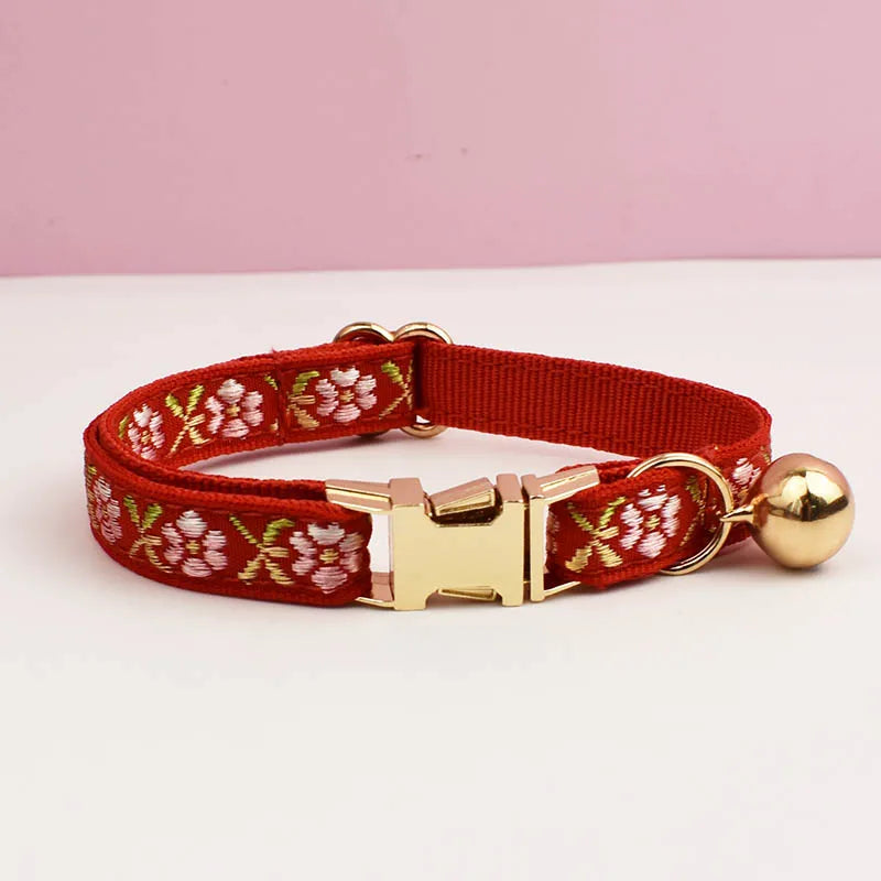 Engraving ID Cute Cat Collar Personalized leash set with Bell