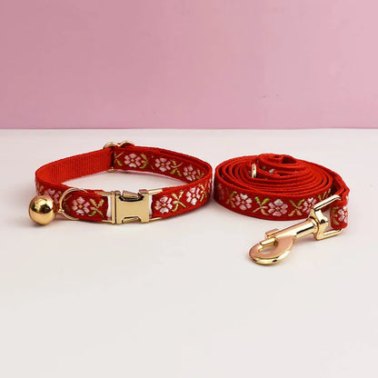 Engraving ID Cute Cat Collar Personalized leash set with Bell