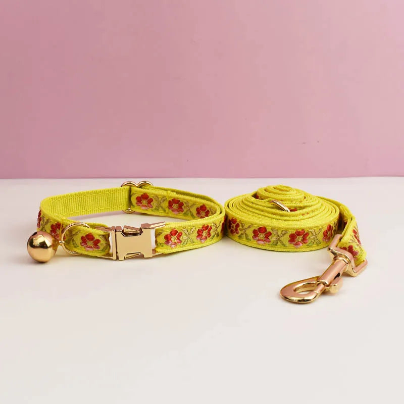 Engraving ID Cute Cat Collar Personalized leash set with Bell