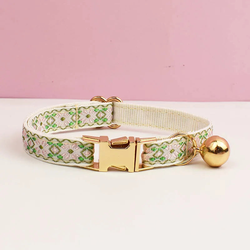 Engraving ID Cute Cat Collar Personalized leash set with Bell