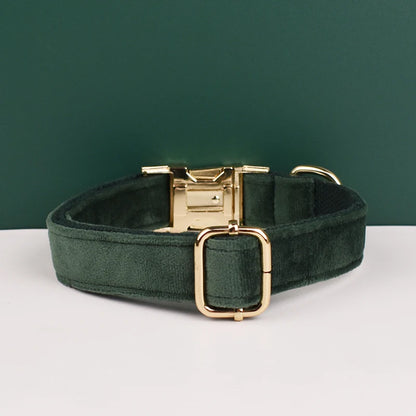 Personalized Engrave Velvet Dog Collar Harness Leash Set