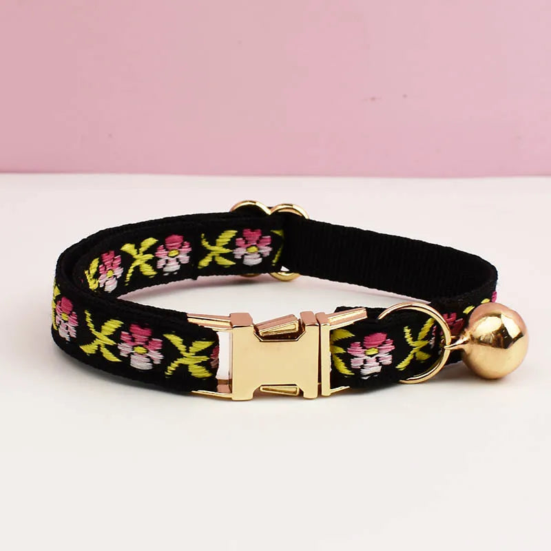 Engraving ID Cute Cat Collar Personalized leash set with Bell